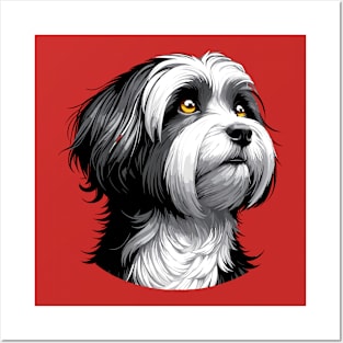 Stunning and Cool Havanese Monochrome and Gold Portrait for Father's Day Posters and Art